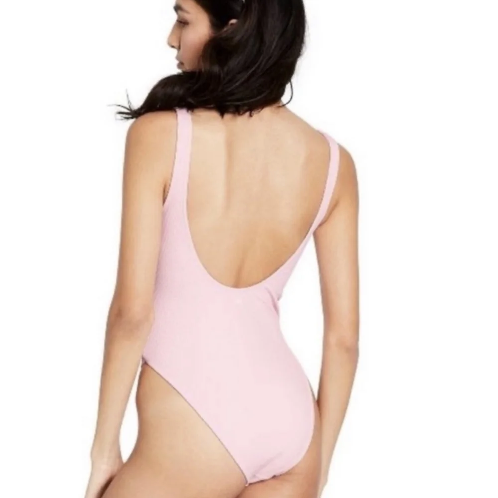 Stoney Clover Lane Baby Pink Ribbed Henley Cheeky High Leg One Piece‎ Size M
